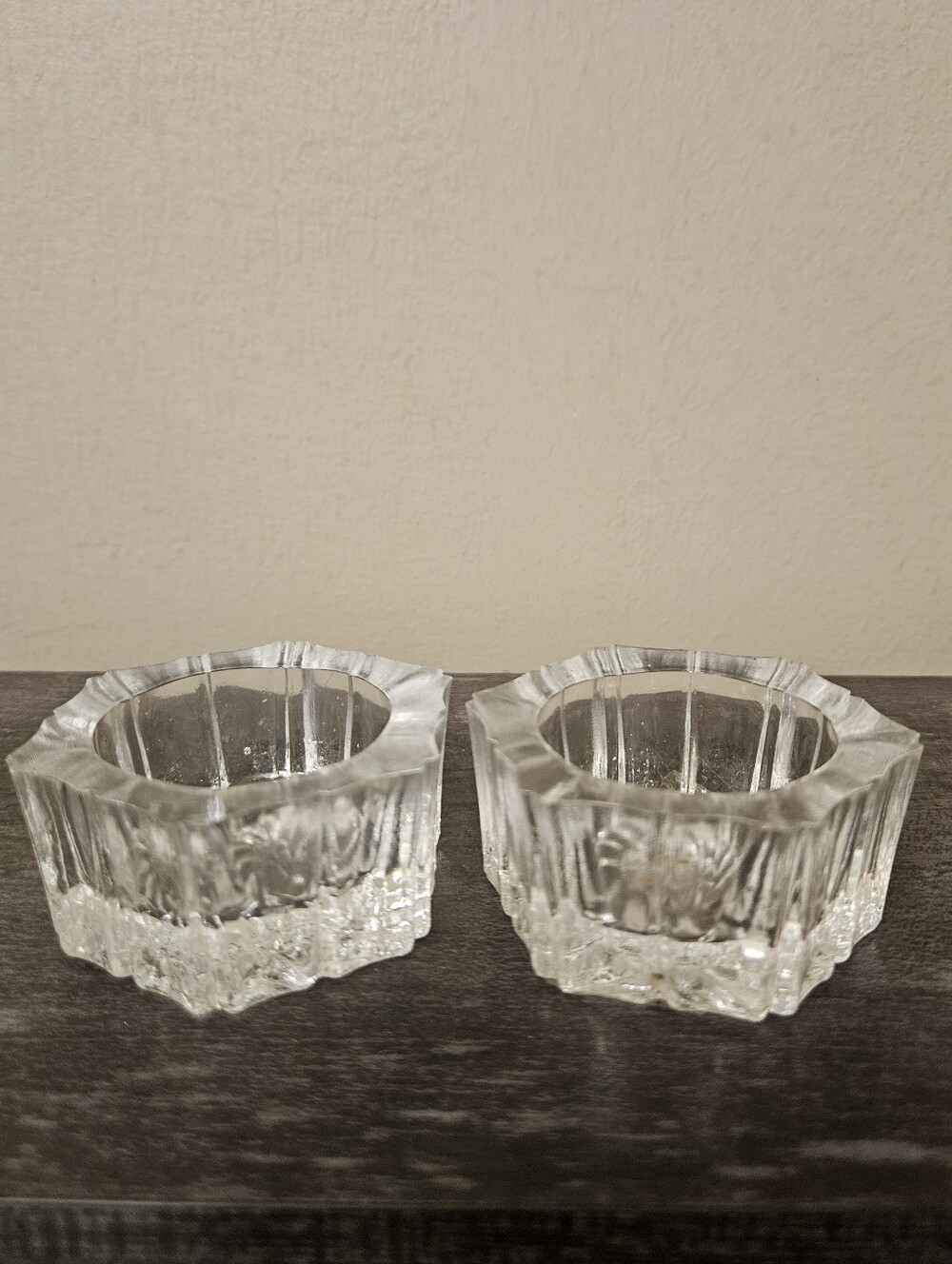 Vintage Crystal-Cut Glass Votive Candle Holders - Set of 2